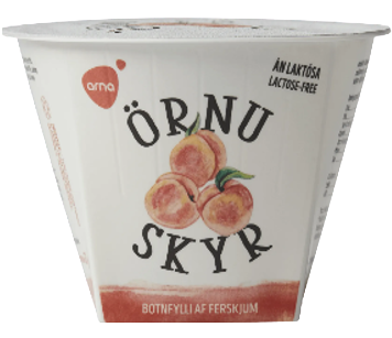 Örnu skyr með botnfylli af ferskjum